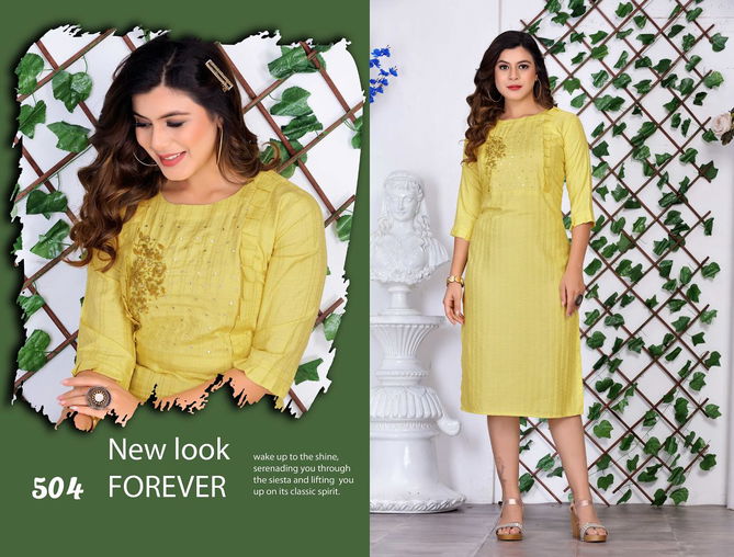 Beauty Queen Zavia Fancy Wear Rayon Designer Kurti Collection